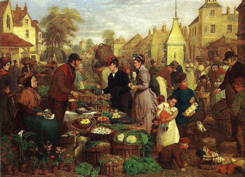 Henry Charles Bryant Market Day Norge oil painting art